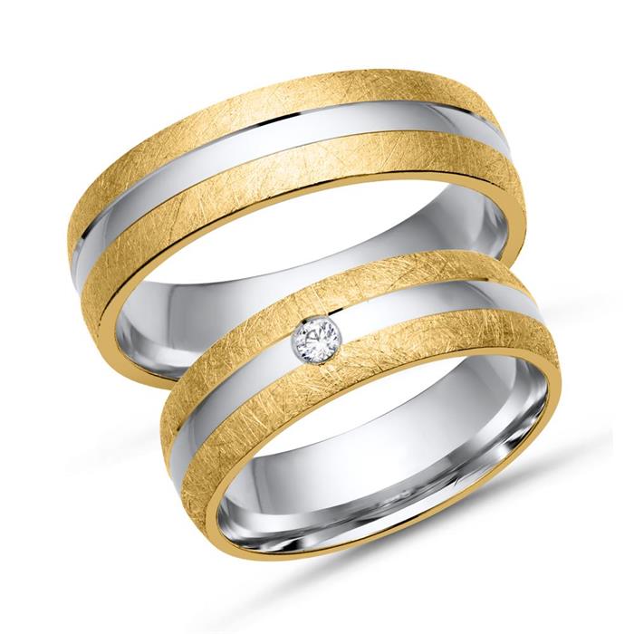 Wedding rings 18ct yellow-white gold with diamond