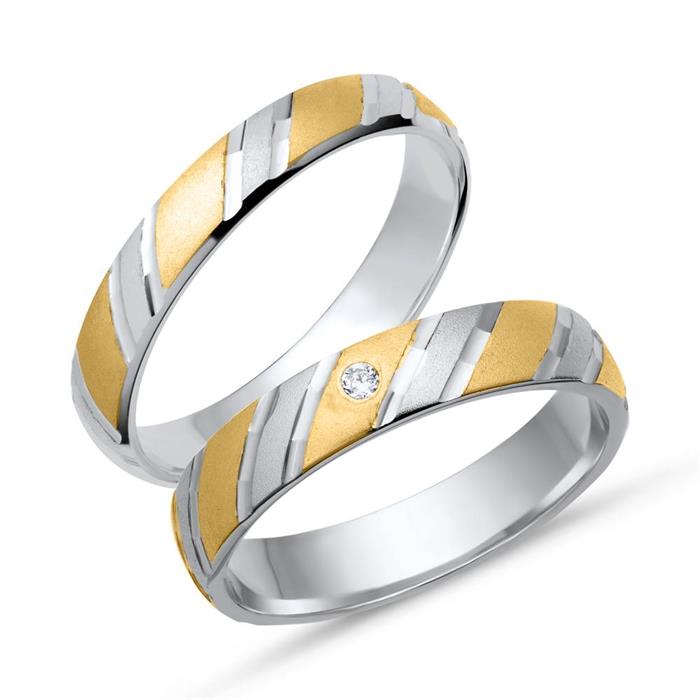Wedding rings 18ct yellow-white gold with diamond