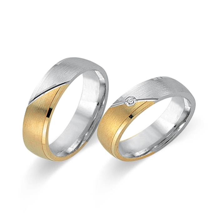 Wedding rings 14ct yellow-white gold with diamond