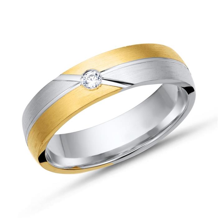 Wedding rings 18ct yellow-white gold with diamond