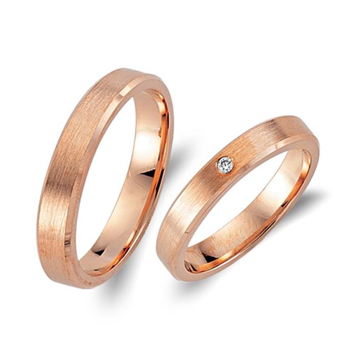 Wedding rings 8ct red gold with diamond