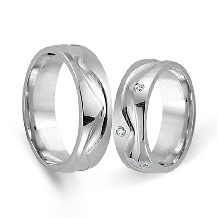 Wedding rings 14ct white gold 8 diamonds