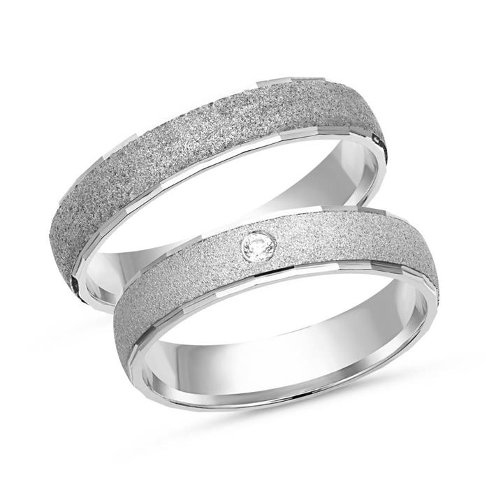 Wedding rings 18ct white gold with diamond