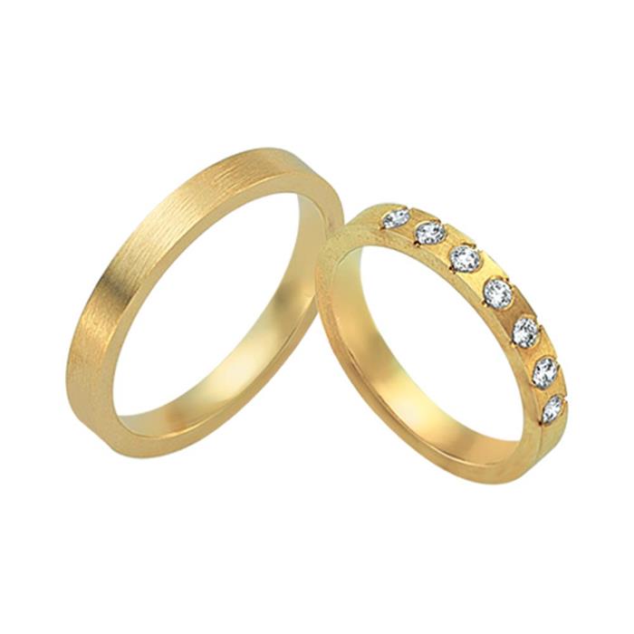 Wedding rings 18ct yellow gold 7 diamonds