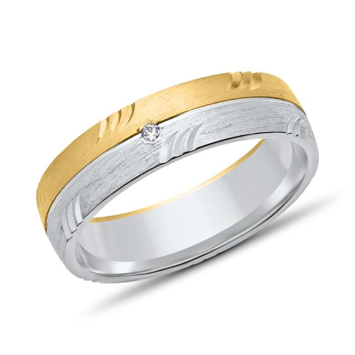 Wedding rings 14ct yellow-white gold with diamond