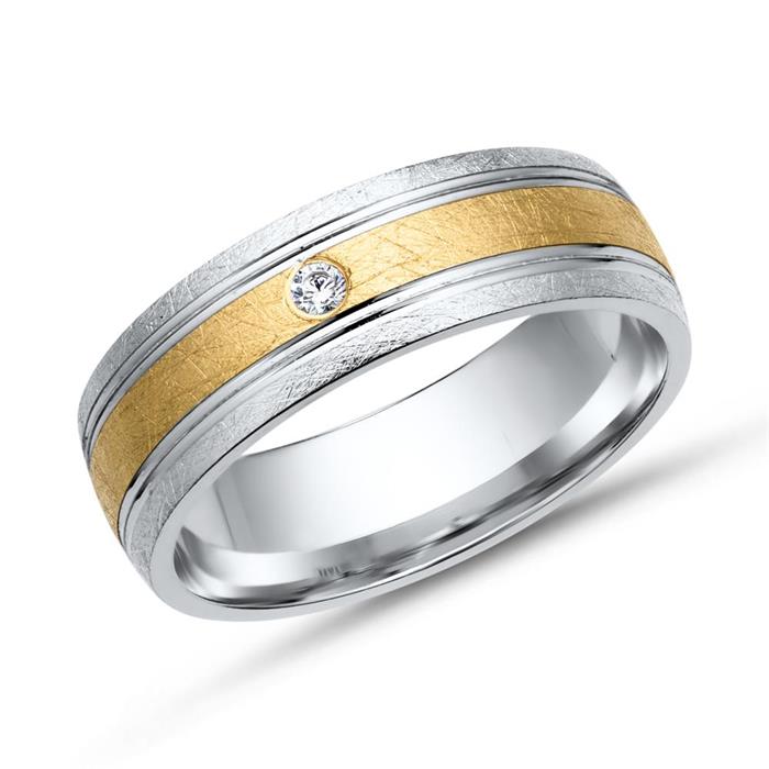 Wedding rings 14ct yellow-white gold with diamond