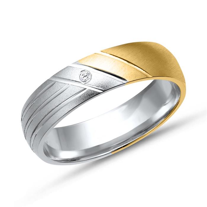 Trauringe 585er Gelb- Weissgold mit Diamant