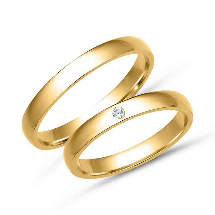 Wedding Rings 8ct Yellow Gold With Diamond