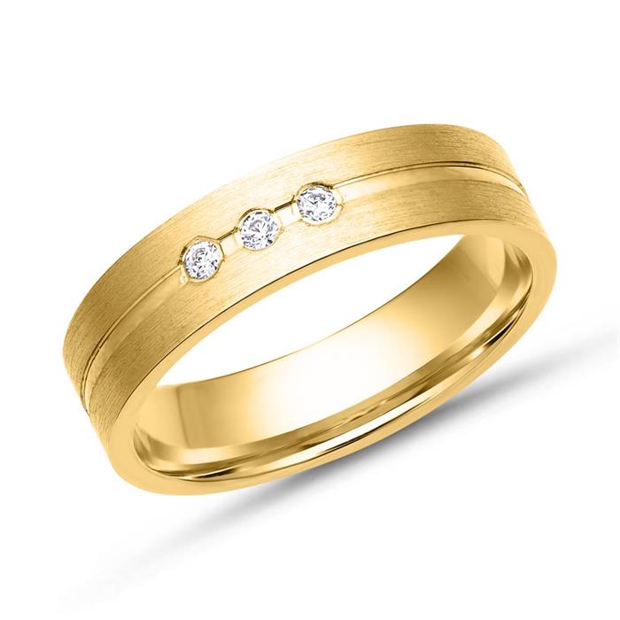 Wedding rings 8ct yellow gold 3 diamonds