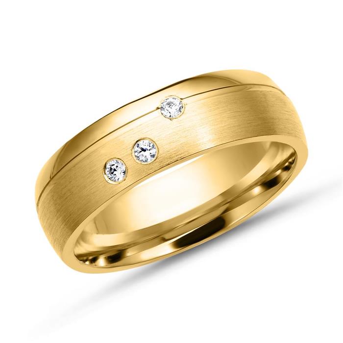 Wedding rings 18ct yellow gold 3 diamonds