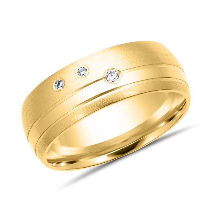 Wedding rings 8ct yellow gold 3 diamonds