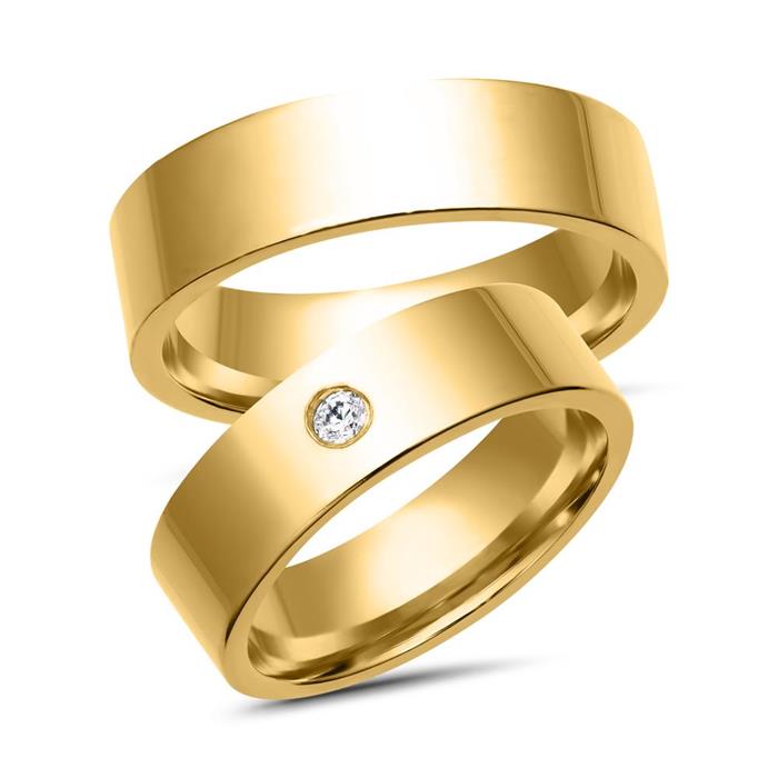 Wedding rings 8ct yellow gold with diamond