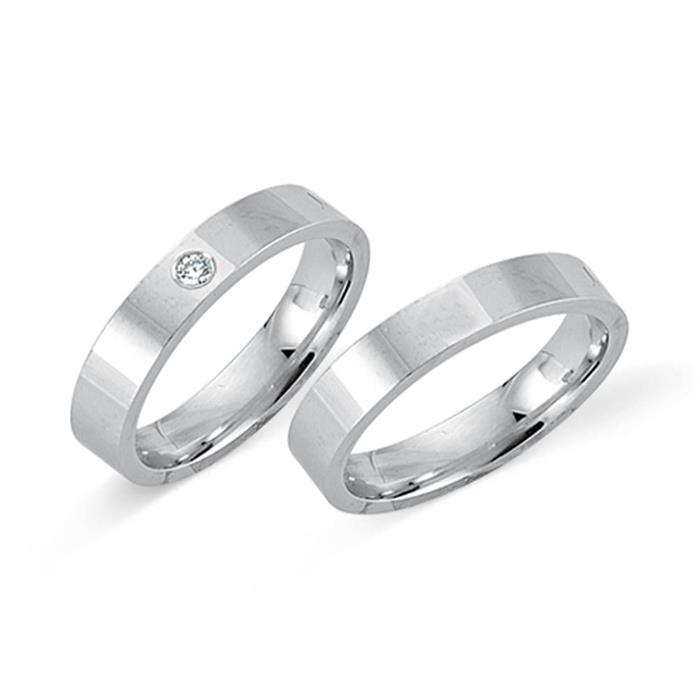Wedding Rings 14ct White Gold With Diamond