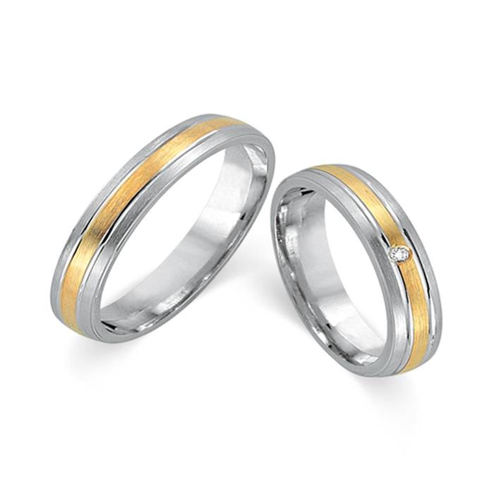 Wedding rings 14ct yellow-white gold with diamond