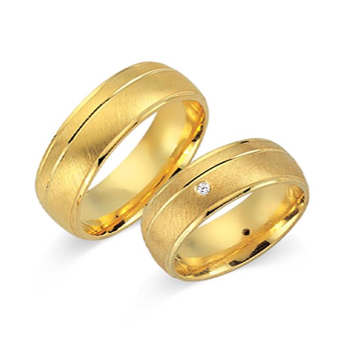 Wedding rings 8ct yellow gold 4 diamonds