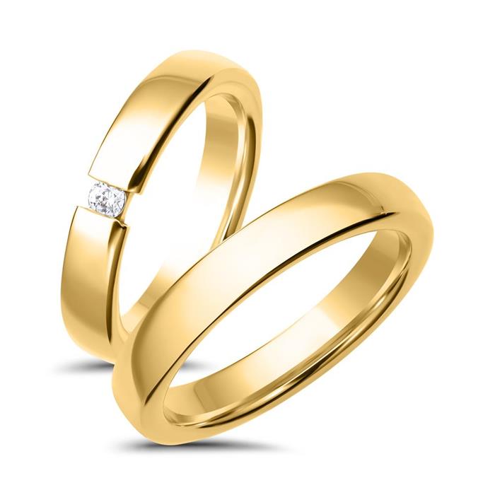 Wedding rings 18ct yellow gold with diamond