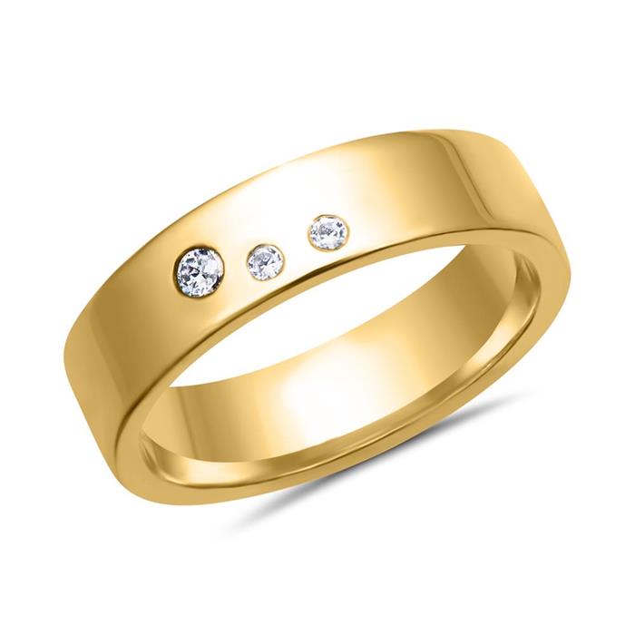 8ct yellow gold wedding rings 3 diamonds