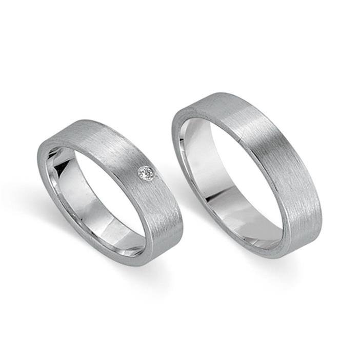 Wedding rings 14ct white gold with diamond
