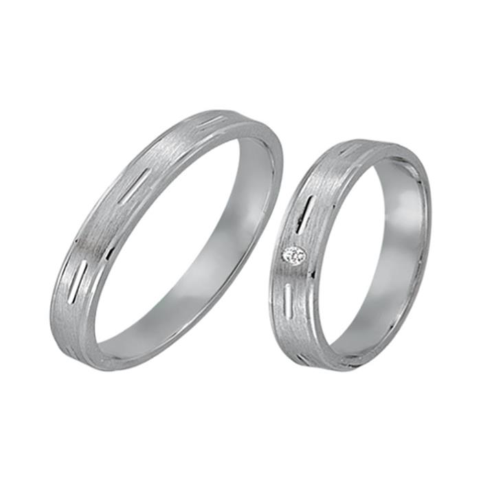 Wedding rings 8ct white gold with diamond