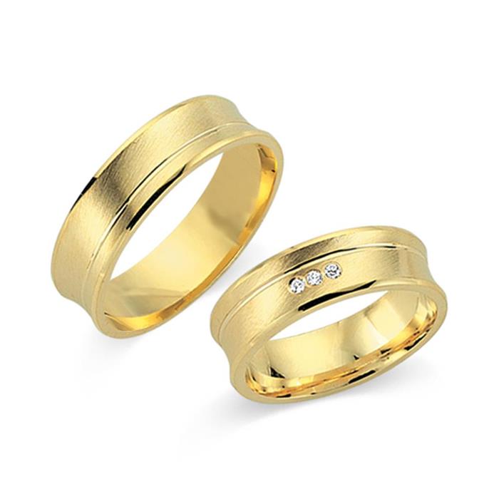 Wedding rings 8ct yellow gold 3 diamonds