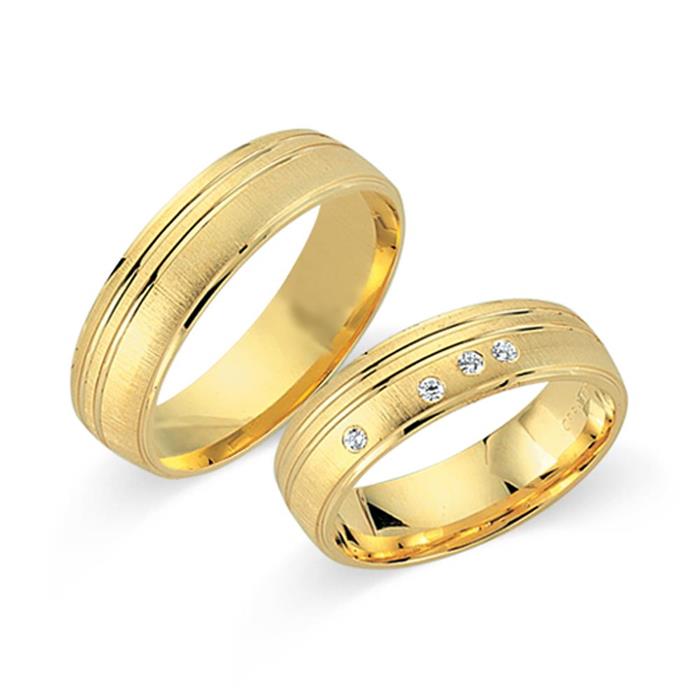 Wedding rings 18ct yellow gold 4 diamonds