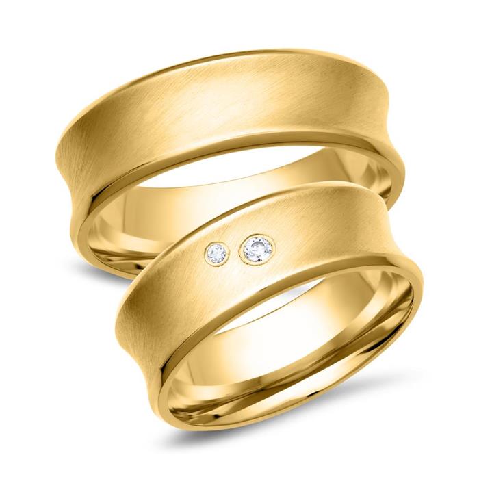 Wedding rings 8ct yellow gold 2 diamonds