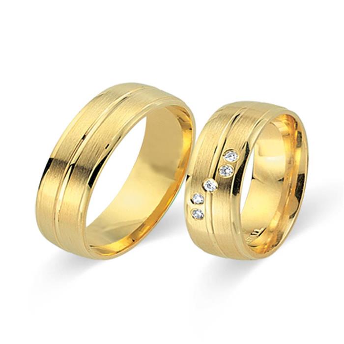 Wedding rings 14ct yellow gold 5 diamonds