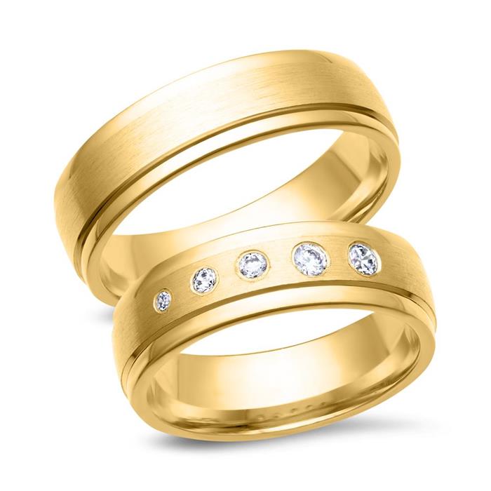 Wedding rings 18ct yellow gold 5 diamonds