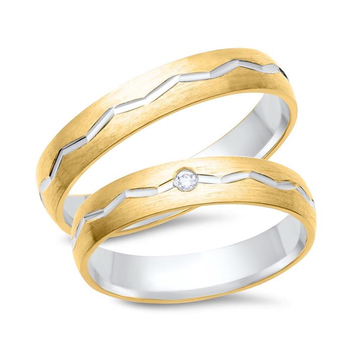 Wedding rings 18ct yellow-white gold with diamond