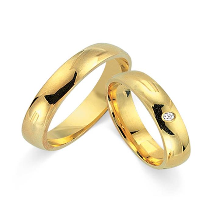 Wedding rings 14ct yellow gold with diamond