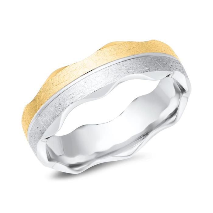 14ct yellow-white gold wedding rings 5 brilliant-cut diamonds