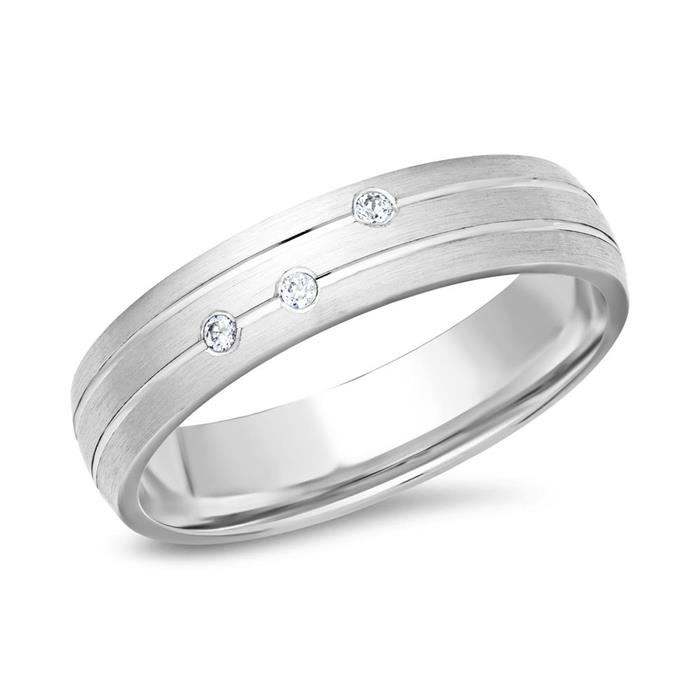 Wedding rings 14ct white gold 3 diamonds