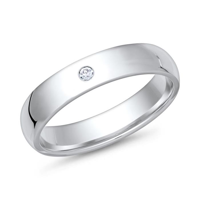 Wedding rings 18ct white gold with diamond