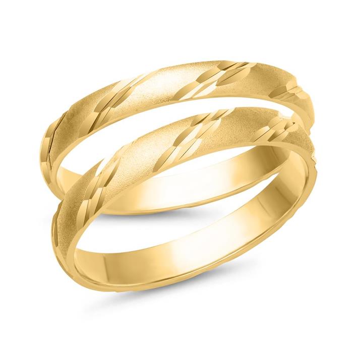 Gelb GOLD Platiert & GRAVUR Gratis JE205-3 Trauringe Verlobungsringe mit Steine 