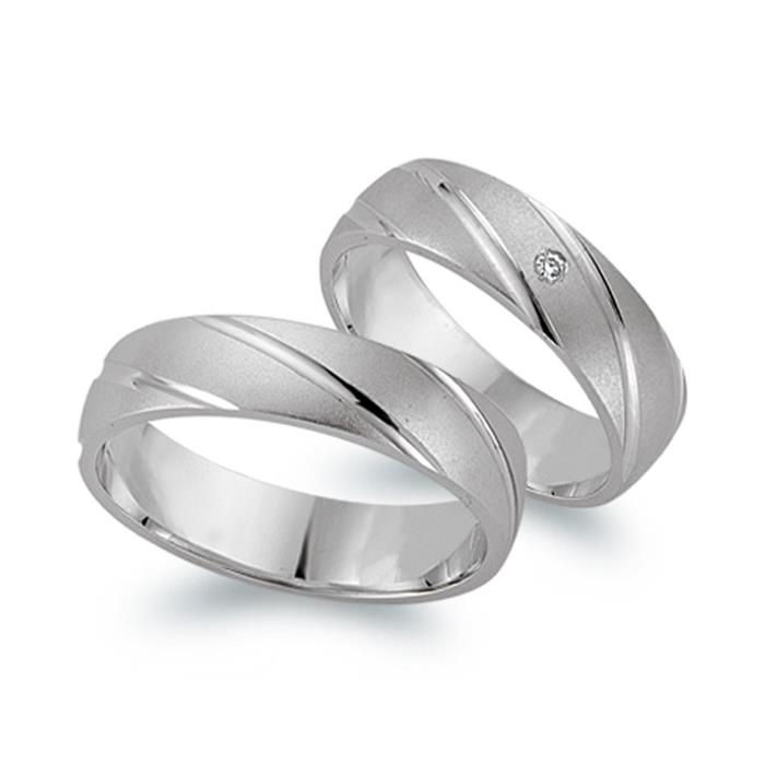 White gold 8ct wedding rings with diamond