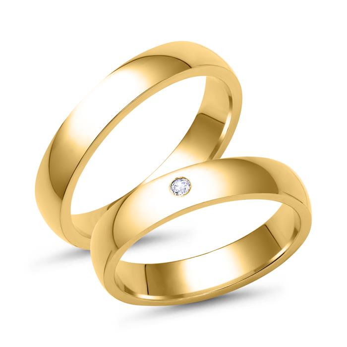 Wedding rings 8ct yellow gold with diamond