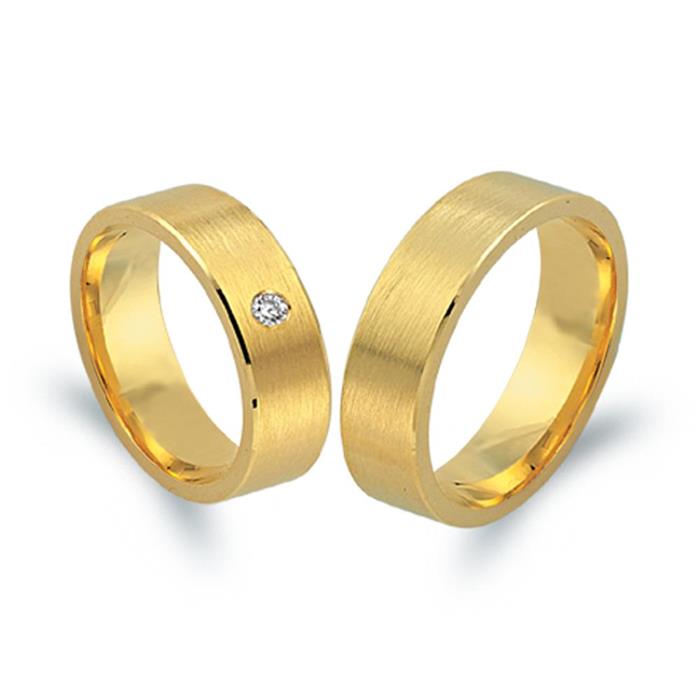 Wedding rings 14ct yellow gold with diamond
