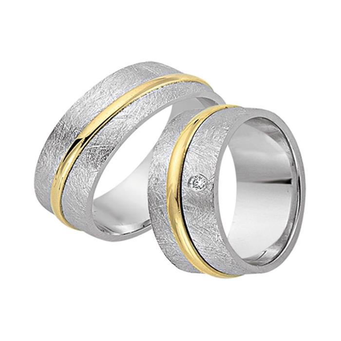 Wedding rings 18ct yellow-white gold with diamond