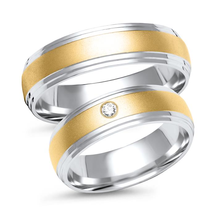 Wedding rings 8ct yellow-white gold with diamond