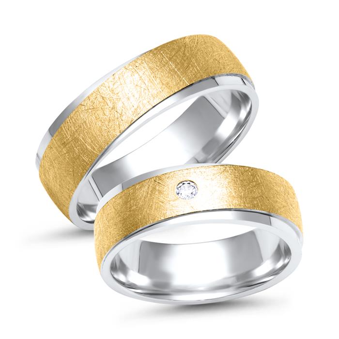 Wedding rings 14ct yellow-white gold with diamond