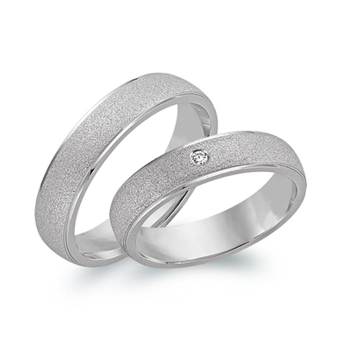 Wedding rings 18ct white gold with diamond