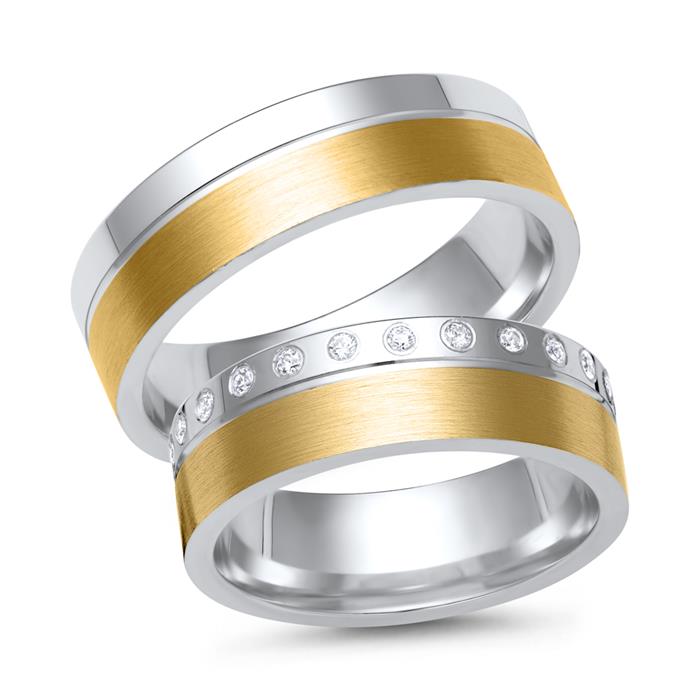 Wedding rings 18ct yellow-white gold 24 diamonds