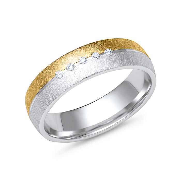 Wedding rings 14ct yellow-white gold 5 diamonds
