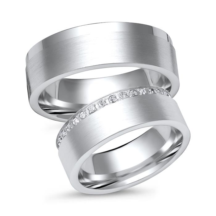 Wedding rings 8ct white gold 30 diamonds