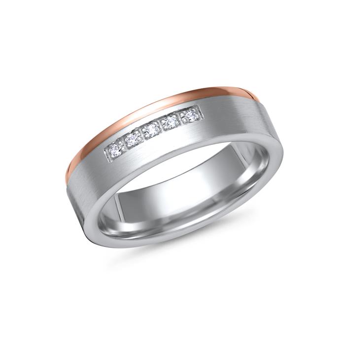 Wedding rings 18ct white - red gold 5 diamonds