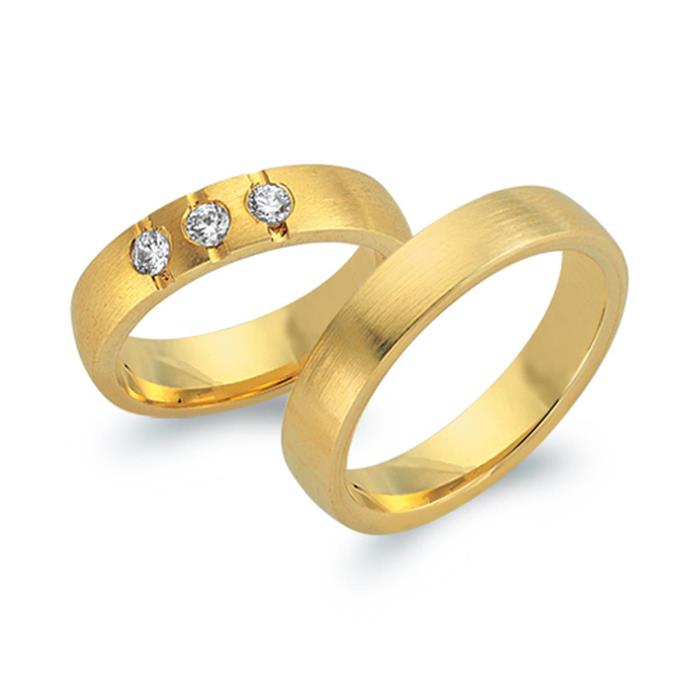 Wedding rings 14ct yellow gold 3 diamonds