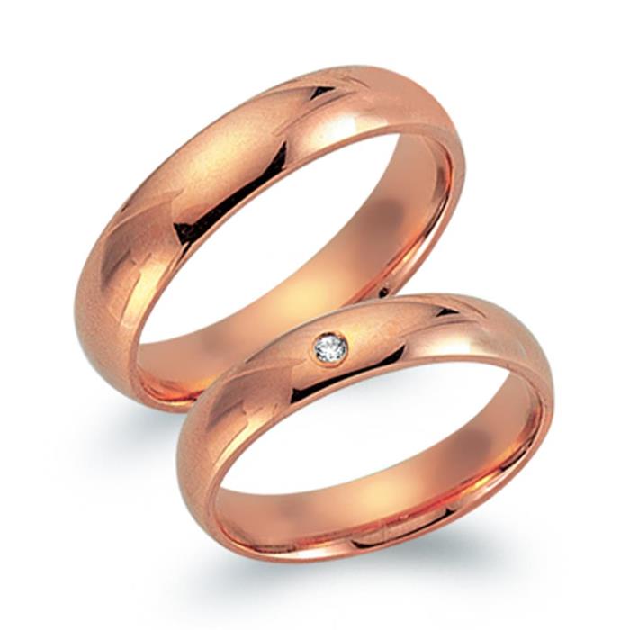 Wedding rings 8ct red gold with diamond