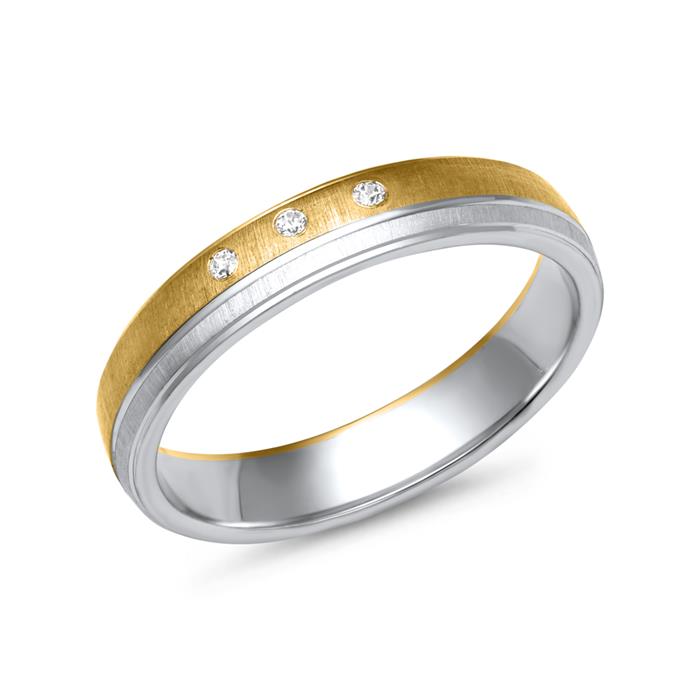 8ct yellow-white gold wedding rings 3 diamonds
