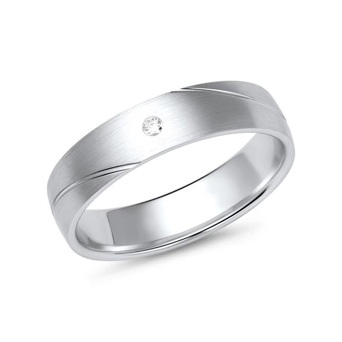 Wedding rings white gold with diamond width 4.5 mm