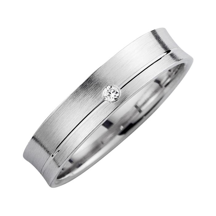 Wedding rings white gold with diamonds width 4.5 mm